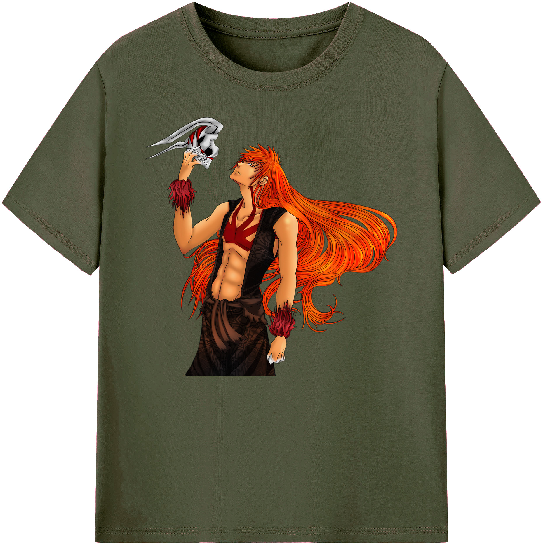 （画像用） ブリーチ 黒崎一護（くろさき いちご）BLEACH Kurosaki Ichigo 綿100％ メンズ半袖Tシャツ｜肌触りやわらか＆通気性